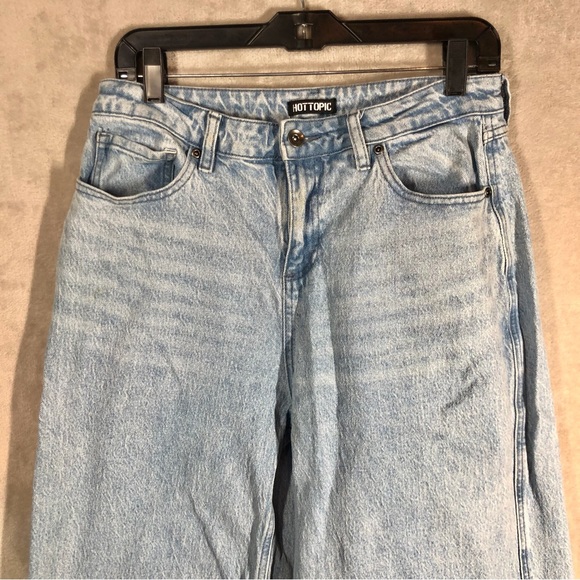 Hot Topic Wide Leg Lace Up Jeans Size 9 Blue Heart Pockets Nu Mall Goth E-Girl - Picture 2 of 11